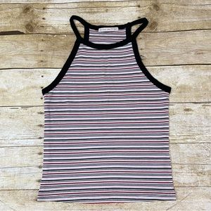 Active USA Striped High Neck Cropped Top | S